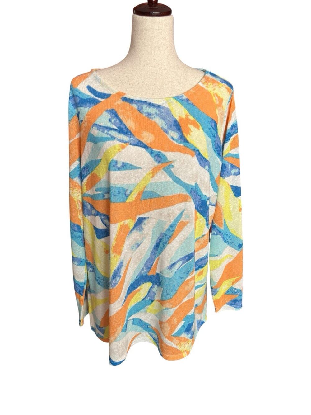 Belle By Kim Gravel Long Sleeve Multicolor Lightweight Top Sz 1X